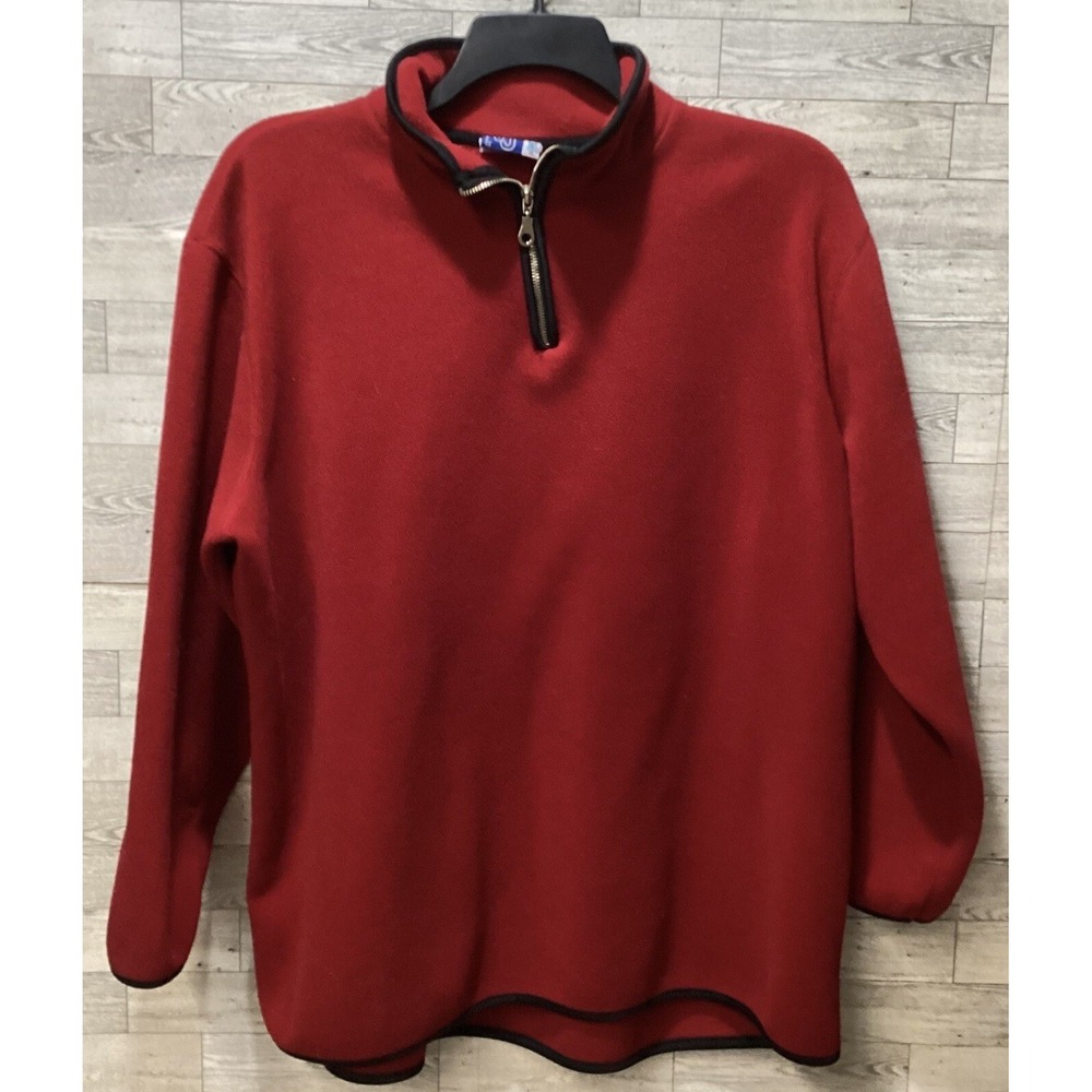 VENEZIA JEANS Women's (Size 22x29") 1/4 Zip Pullover‎ Fleece Red w/ Black Trim